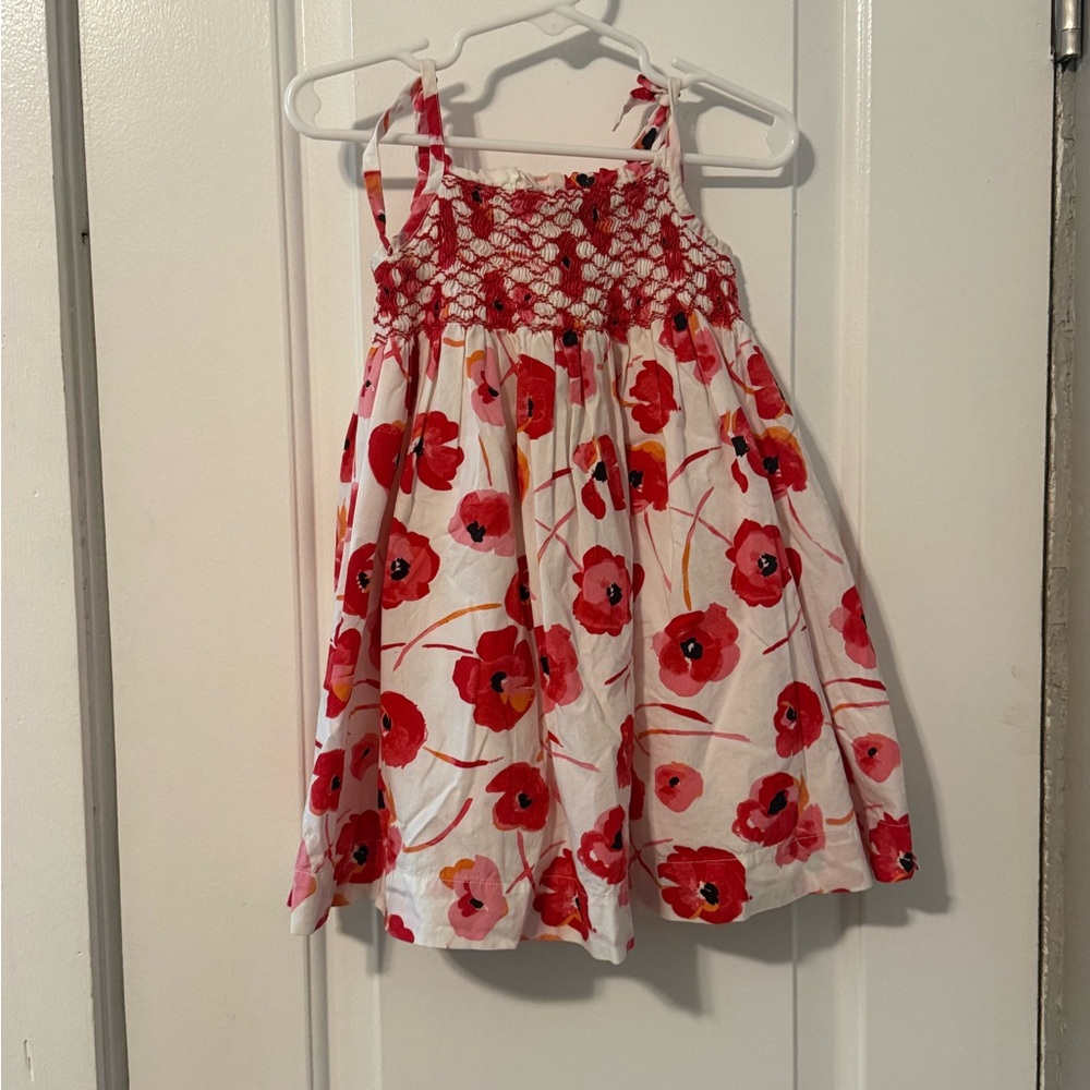 Janie and Jack White Dress with Red Floral Pattern